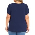 thumbnail image 3 of GRACE & GRANDEUR Women's Plus Size Easter Summer T Shirts Solid Basic V Neck Tulip Sleeve Loose Casual Blouses Tops 3X Navy Blue, 3 of 5