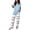 Blue, variant on ChicMe Pajamas for Womens Letter Print Round Neck Short Sleeve Tops and Tie Dye Elastic Waist Pants Loose Fit Casual Sleepwear Set Green-l