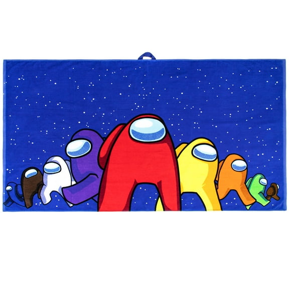 Among Us Crewmates Oversized Kids Towel with Hanging Loop, Cotton, Blue, Innersloth