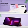 thumbnail image 3 of Allytech iPhone 12 Pro Case 6.1", iPhone 12 Case, Slim Folio Flip Cover Kickstand Shockproof Protection Cards Slots Hand Wrist Wallet Case for Apple iPhone 12 Pro/ iPhone 12 - White Purple, 3 of 7