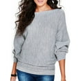 thumbnail image 1 of MAWCLOS Women Pullover Solid Color Jumper Tops Winter Warm Sweater Cozy Work Bat Sleeve Knitted Sweaters Grey 2XL, 1 of 2