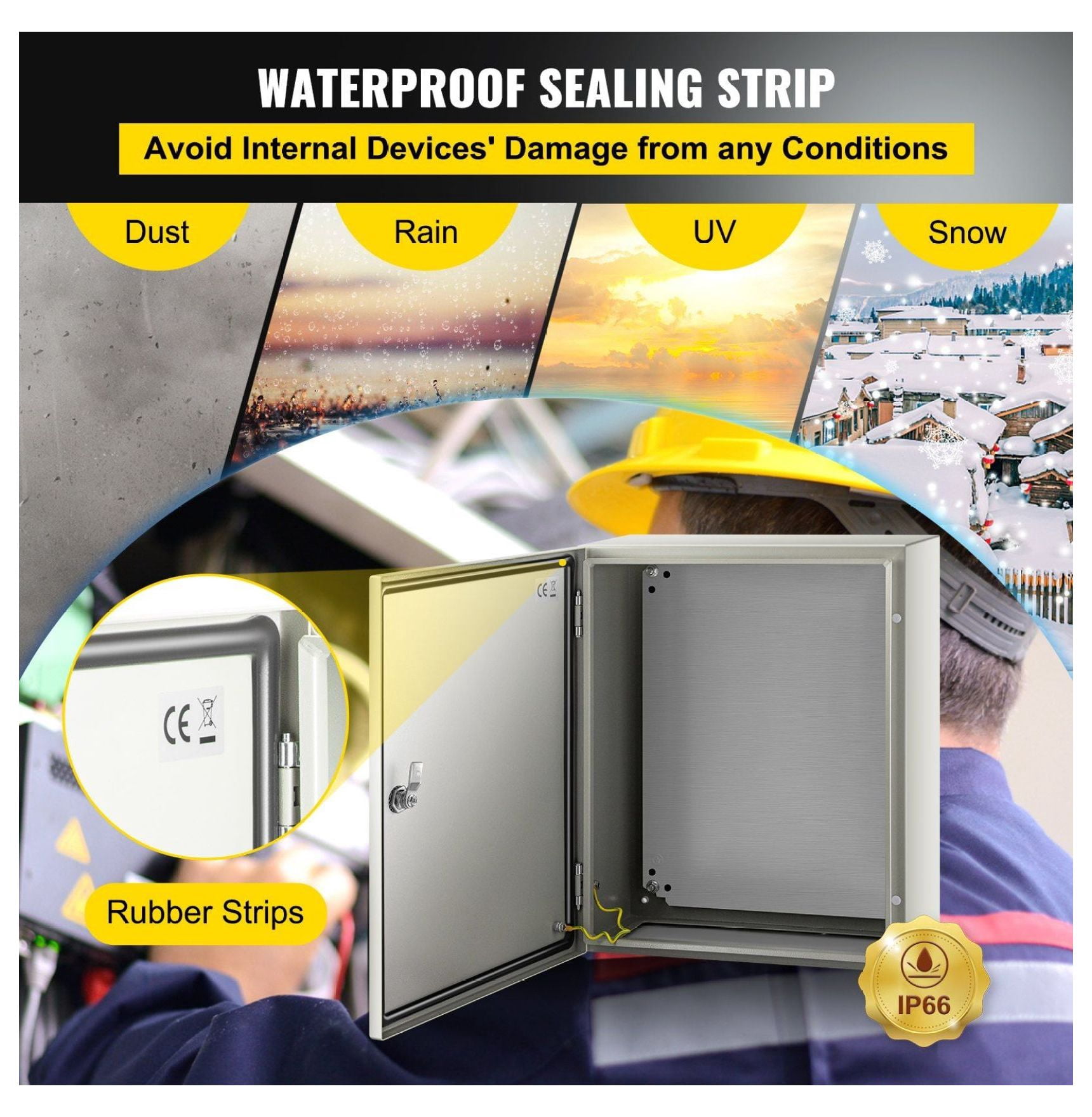 NEMA 4X Electrical Enclosure Steel Case 20x16x8", IP66 Waterproof Outdoor Indoor Electric Box with Mounting Plate