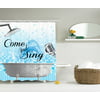 Sing Along Funny Quotes Music Lover Notes Bath Bubbles Blue White Shower Curtain