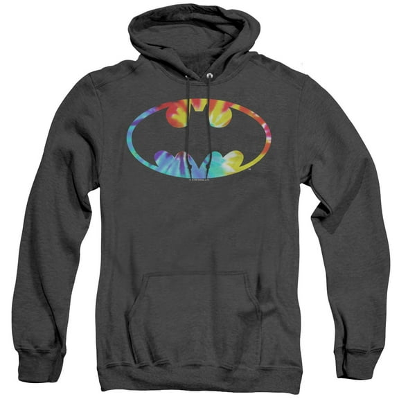 Batman Tie Dye Batman Logo Adult Heather Hoodie Sweatshirt Black