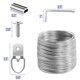 thumbnail image 3 of Mr. Pen- Kit de alambre para colgar cuadros, alambre para colgar cuadros de 100 pies, anillos en D para colgar cuadros, kit para colgar marcos de cuadros, alambre para colgar en la pared, alambre para, 3 of 5