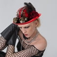 thumbnail image 5 of Jiibva Unisex Steampunk Top Hat Victorian Round With Goggles Gear Chain And Rose Flower Gothic Headpiece For Halloween, 5 of 7