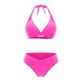 thumbnail image 2 of BESEW7 Women Swimsuit Bikini 2 Piece Set, Halter Push Up Separates Swimsuit, 2026 New Trendy High Waisted Tummy Control Swimwear for Beach Vacation Watermelon Red M, 2 of 5