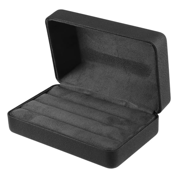 Caja de anillo Multiple Unique Bargains organizador de anillos de cuero PU color negro 1 ud