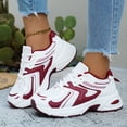 thumbnail image 3 of Rokment Womens Chunky Athletic Basketball Running Shoes Breathable Mesh Leather Patchwork Color Block Lace up Volleyball Tennis Golf Sneakers Red Size 8, 3 of 6