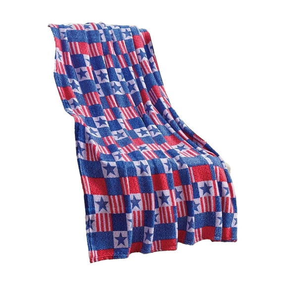 Hvmvliv 4th of July Throw Blanket (27x40in) Independence Day Throw Blanket Flannel Blanket Red White and Blue Lightweight Sofa Bed Blanket Multicolor