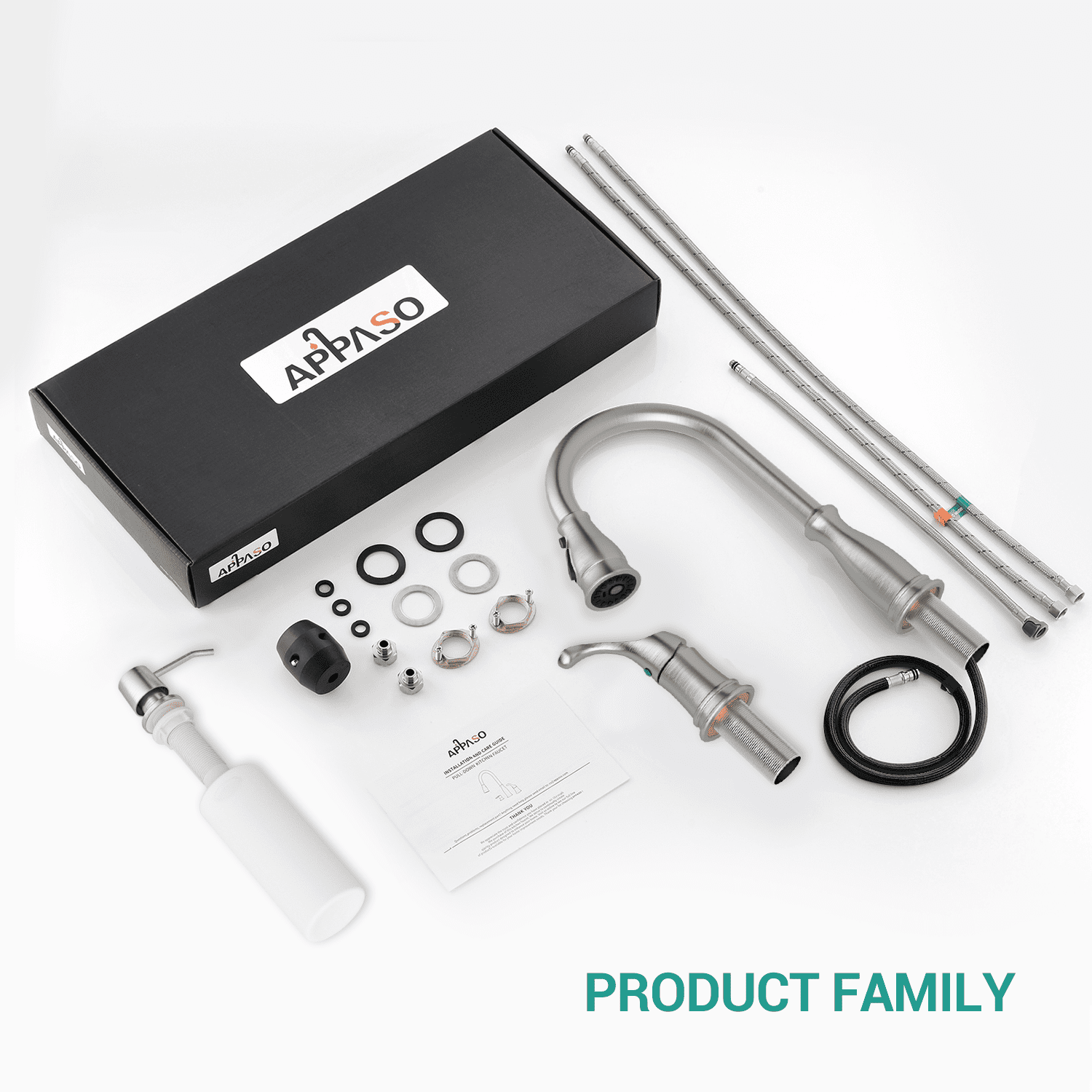 Appaso 3 Hole Kitchen Faucet with Pull Down Brushed Nickel 211BN