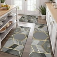 thumbnail image 2 of Gray Gold Hexagon Marble Pattern Kitchen Rugs Sets Of 3,Kitchen Runner Rugs Non Skid Washable,Decorative Kitchen Floor Mats for Kitchen,Sink,Laundry,17"x30"+ 17"x47" + 17"x59", 2 of 6