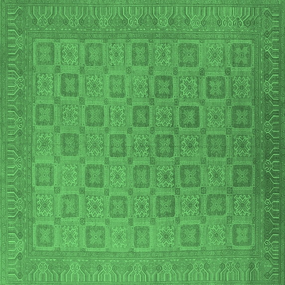 Ahgly Company Indoor Square Oriental Emerald Green Industrial Area Rugs, 4' Square