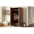 thumbnail image 6 of 2-Door Wooden Wardrobe Armoire with 3 Storage Shelves, Brown, 6 of 9