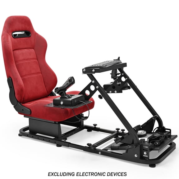 Supllueer Racing Simulator Cockpit With Red Suede Seat for Logitech G923 Thrustmaster.Excluding electronic devices