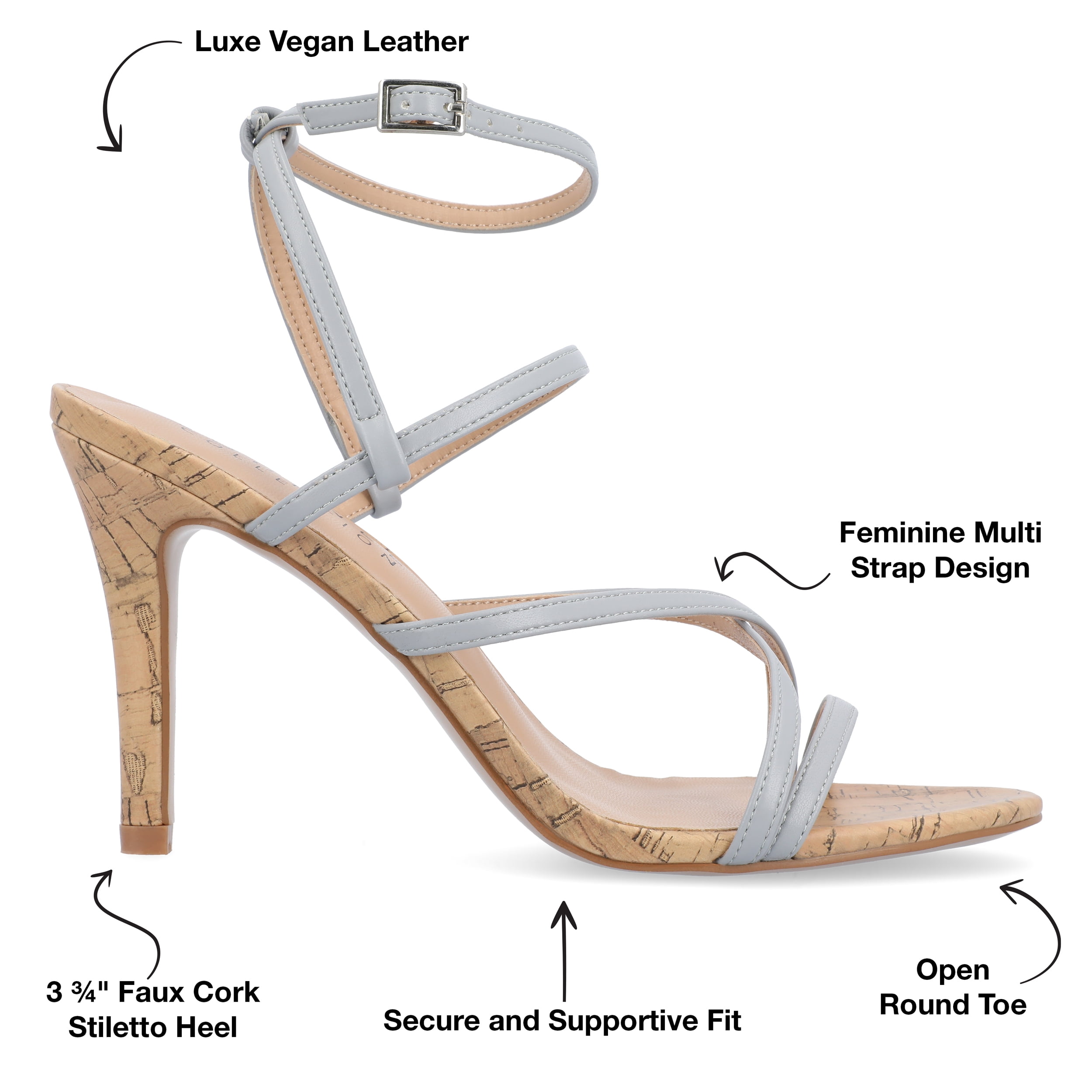 Journee Womens Fylissa Multi Strap Stiletto Open Toe Sandals