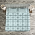 thumbnail image 3 of Ambesonne Blue Quilted Bedspread Set 3 Pcs, Square Wavy Lines Patterns, Queen Size, Almond Green Slate Blue, 3 of 3