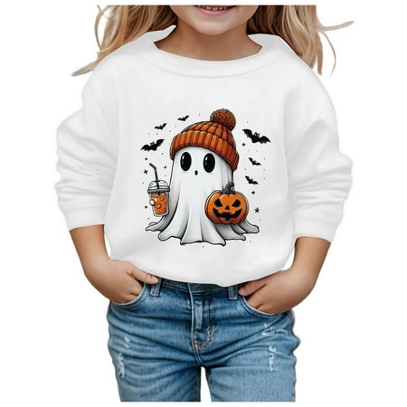 

Boys Girls Hoodie Comfy Sweatshirt For Toddler Baby Kids Children Printed Crew Neck Hoodless Long Sleeve Unisex Sweater For Infant Newborn Pullover Outerwear White 11-12 Years