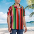 thumbnail image 5 of Daiia Mexican Serape Blanket Stripes Hawaiian Shirt for Men Gentle Cotton Regular Short Sleeve Casual-Small, 5 of 9