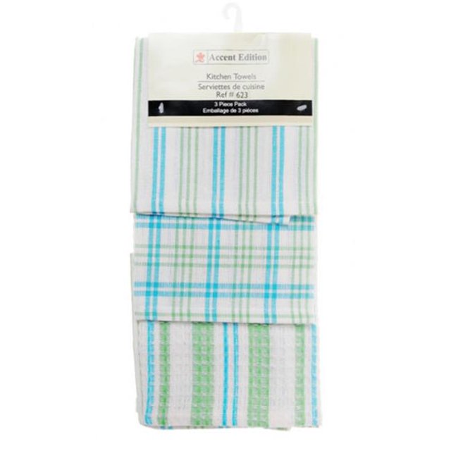 Mr. MJs Trading AG-34623 3 Piece Tea Towels Set, Mid Blue Plaid