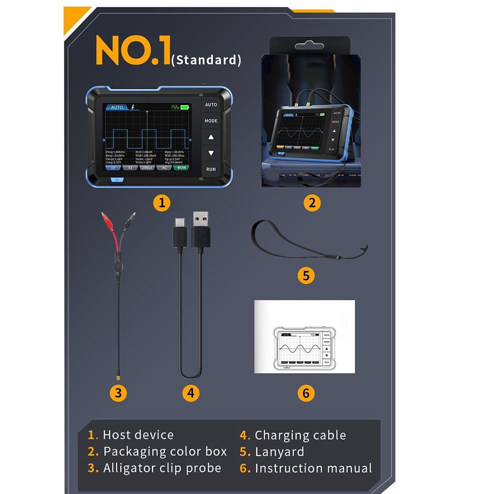 Handheld DSO153 Oscilloscope 5MS/s Sampling Rate for Digital and Analog Signals
