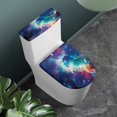 thumbnail image 3 of HELLHERO Colorful Starry Sky Stretch Fits All Toilet Shapes Elastic Bottom Elastic Fabric Lid Cover Set for Toilet Modern Bathrooms Elastic Installation Washable and Reusable 17x21 Inches 2 Pack, 3 of 6