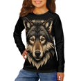 thumbnail image 4 of POLERO Girls Long Sleeve Tees 2 Pack Tiger and Wolf Kids Soft T-Shirts Kids Basic Round Neck 3D Graphic T-Shirts Top for Teen Youth Girls, 11-12Y, 4 of 5