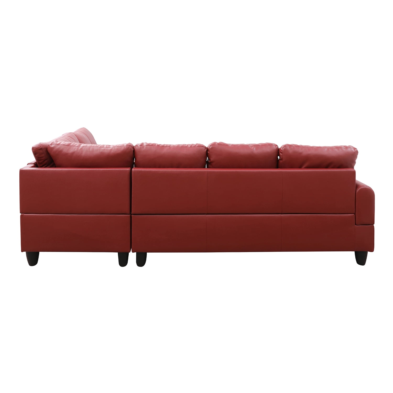 Hommoo Faux Leather 4-Seat Couch, L Shaped Sectional Couches and Sofas, Modern Living Room Furniture Sets Sectional Sofa Set, Red(No Ottoman)