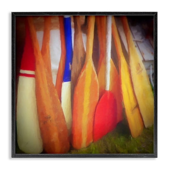 Stupell Industries Rustic Lodge Nautical Boating Oars Black Framed Giclee Art, 12 x 12, by Graffitee Studios