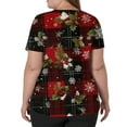 thumbnail image 4 of Garbnen Christmas Scrub Tops Women V Neck Short Sleeve Tunic Tops for Women Loose Fit Dressy Thanksgiving Holiday Nurse Uniforms with Pockets S-5XL, 4 of 5