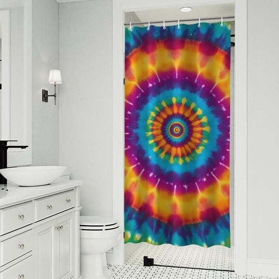 Colorful Rainbow Tie Dye Spiral Pattern Shower Curtain 36"x72" ,Bathroom Decorative Shower Curtains Set with 12 Hooks,Modern Waterproof Washable Shower Curtain