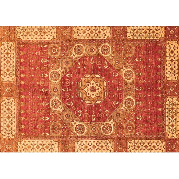 Ahgly Company Indoor Rectangle Abstract Orange Modern Area Rugs, 7' x 10'