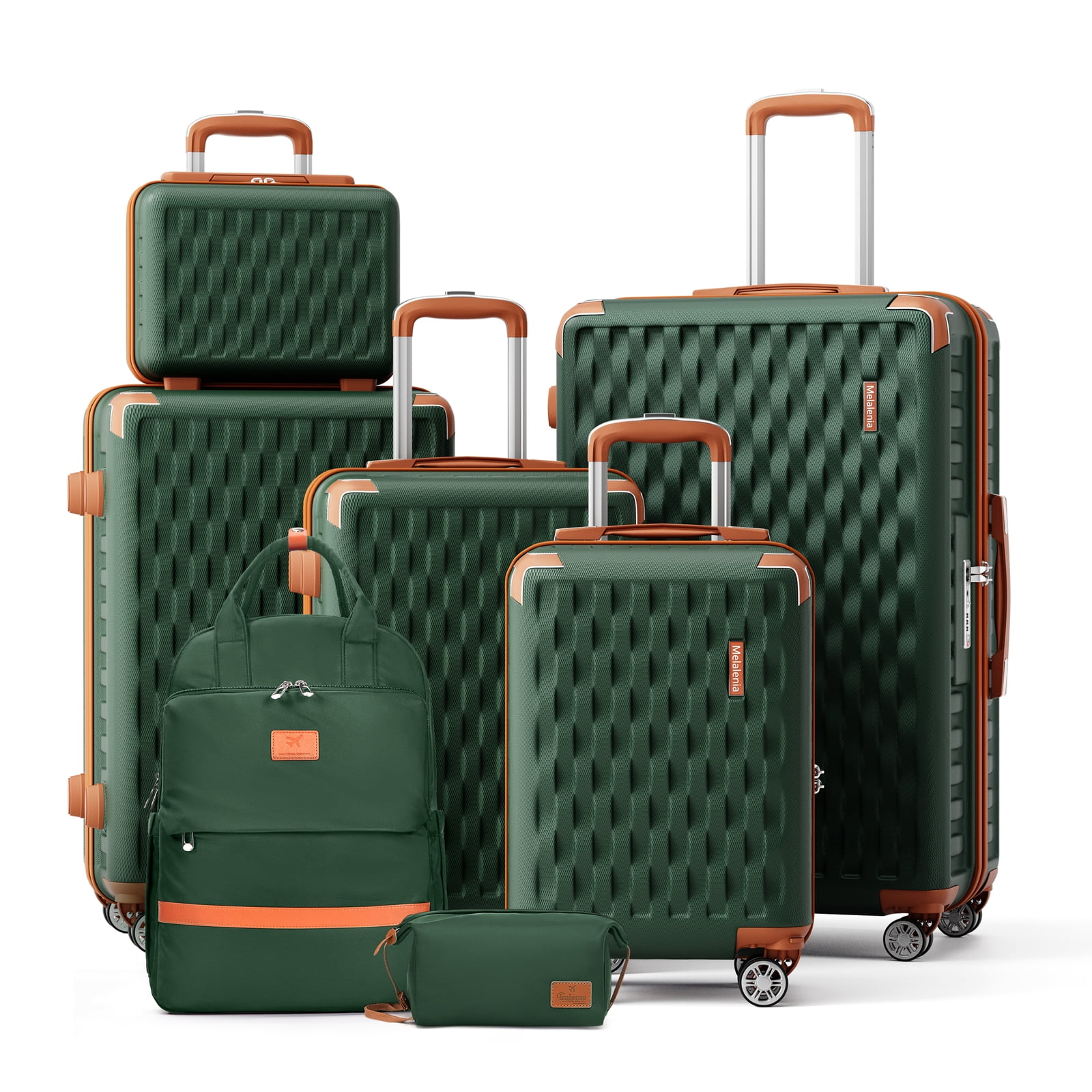 Melalenia - 7 Luggage Sets ABS Hardside Spinner Luggage -With