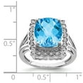 thumbnail image 2 of White Sterling Silver Ring Band Gemstone Swiss Blue Topaz Cushion Diamond, 2 of 2