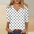 thumbnail image 2 of CONZONE Womens Summer T-Shirts 3/4 Sleeve T Shirts for Women Casual V Neck Dot Graphic Lightweight Tees Soft Cozy Dailywear, 2 of 4