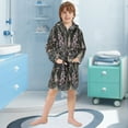 thumbnail image 5 of FORMRS Niños Bathrobe Unisex Hooded Robe Soft Plush Pajamas Sleepwear, Size 4-6T, Dark Flowers Pattern, 5 of 7