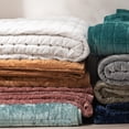 thumbnail image 7 of EVERGRACE Luxury Velvet Quilt Set King Size Bedding Sets, Ultra Soft Velvet Comforter Set, Lightweight Channel Box Stitch Oversized Bedspread Coverlet for All Season, with 2 Shams, Bright White, 7 of 7