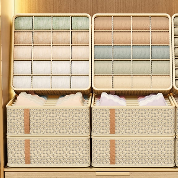 Specollect Clearance 3Pcs Sock Underwear Drawer Organizer Dividers, Collapsible Cabinet Closet Storage Boxes for Clothes, Socks, Lingerie, Underwear, Tie, Belt,Bedroomedroom