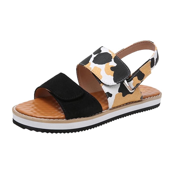 KBODIU Sandals Women Athletic Comfortable Outdoor Sandals with Arch Support Walking Sandals for Women Fish Mouth Sandals Flat Sandals Beach Sandals for Spot/Beach/Travel/Home Black 38