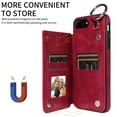 thumbnail image 4 of Nalacover for iPhone 8 Plus/7 Plus Wallet Case with Card Slots & Metal Finger Ring, Durable PU Leather Back Double Magnetic Botton Flip Kickstand Purse Shockproof Phone Case,Red, 4 of 10