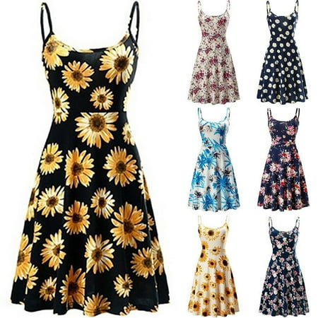 Summer Collection The Noble Collection Womens Summer Sleeveless Spaghetti Strap Evening Cocktail Beach Short Midi Dress ()