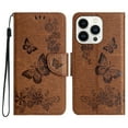 thumbnail image 2 of Feishell Wallet Case for iPhone 16 Pro Max,Retro PU Leather Butterfly Embossed Pattern Full Protection Anti-Scratch Magnetic Clasp Flip Holder Card Slots & Cash Pocket Phone Cover,Brown, 2 of 9