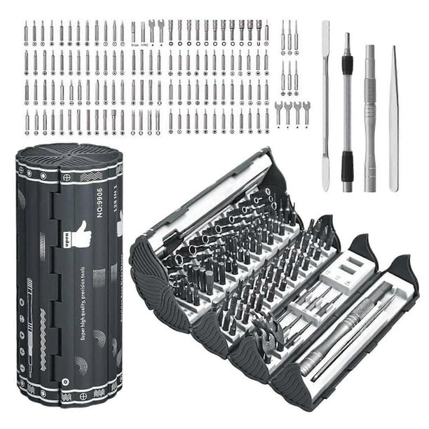 128-in-1 Magnetic Precision Screwdriver Set Compact Roll-Up Design Storage Electronics Repair Kit for Phone Laptop