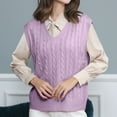 thumbnail image 2 of biudgviw Womens Knit Vest V Neck Sleeveless Classic Sweater Loose Fit Casual Pullover Solid Color Fall Tank Tops Sweater, 2 of 3