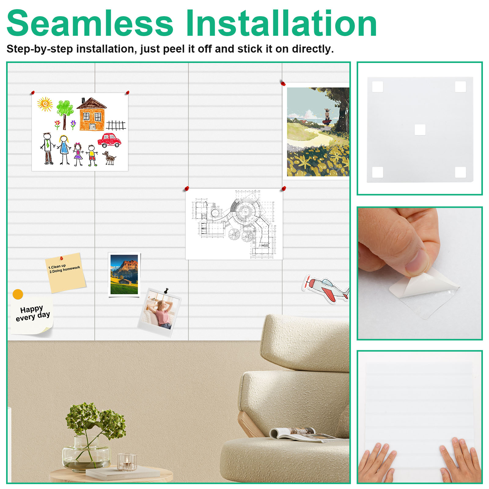 Threns 12 Pcs Felt Bulletin Board with Removable Adhesive Tabs Decorative Felt Pin Board for Photos Memos Home and Office Decor