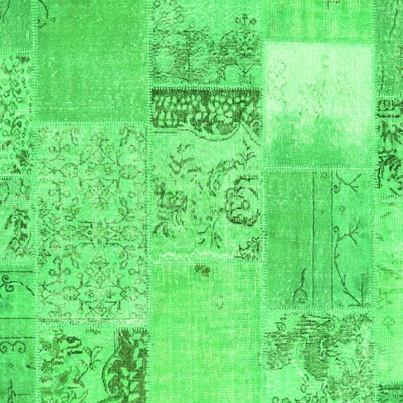 Ahgly Company Indoor Square Patchwork Green Transitional Area Rugs, 6' Square