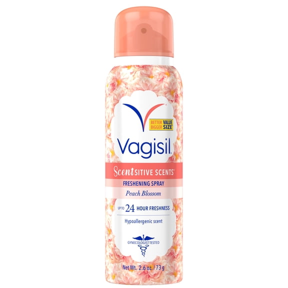Vagisil Scentsitive Scents Intimate Dry Wash Spray, Peach Blossom, 2.6 oz