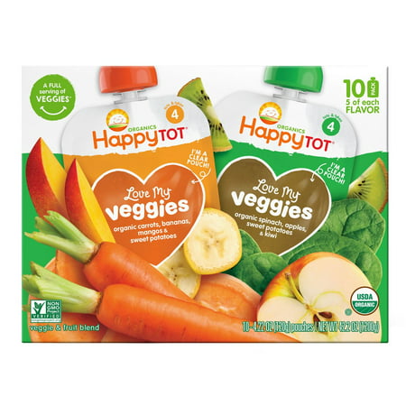 Product of Happy Family Love My Veggies Pouches Variety Pack, 10 pk./4.22 oz. [Biz (Best Organic Apple Juice Brand)