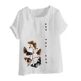thumbnail image 4 of IROINNID Women's Summer Oversize Buttons Casual Round-Neck Versatile Short Sleeve Flower Printing Loose Comfy Shirt Tops Spring Saving, 4 of 5