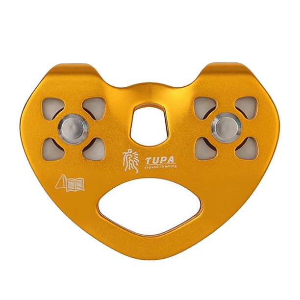 Protable 25KN Trolley Climbing Buckle Polea Speed Roller In para deportes al aire libre Escalada Mosquetón Cable Trolley fit 8-13mm - Oro Sunnimix Polea doble de escalada